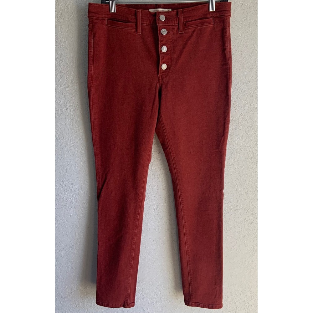 Levis 311 Shaping Skinny Jeans Burgundy Maroon Button Fly Size 30 Womens